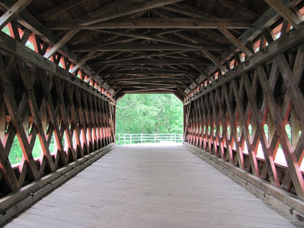 photo shows the wooden interior of Sach's Bridge, where three confederate soldiers were hanged.
