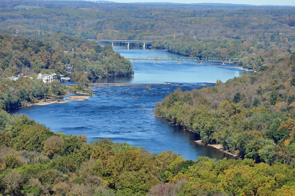 photo shows an overhead view of the delaware river in pennsylvania